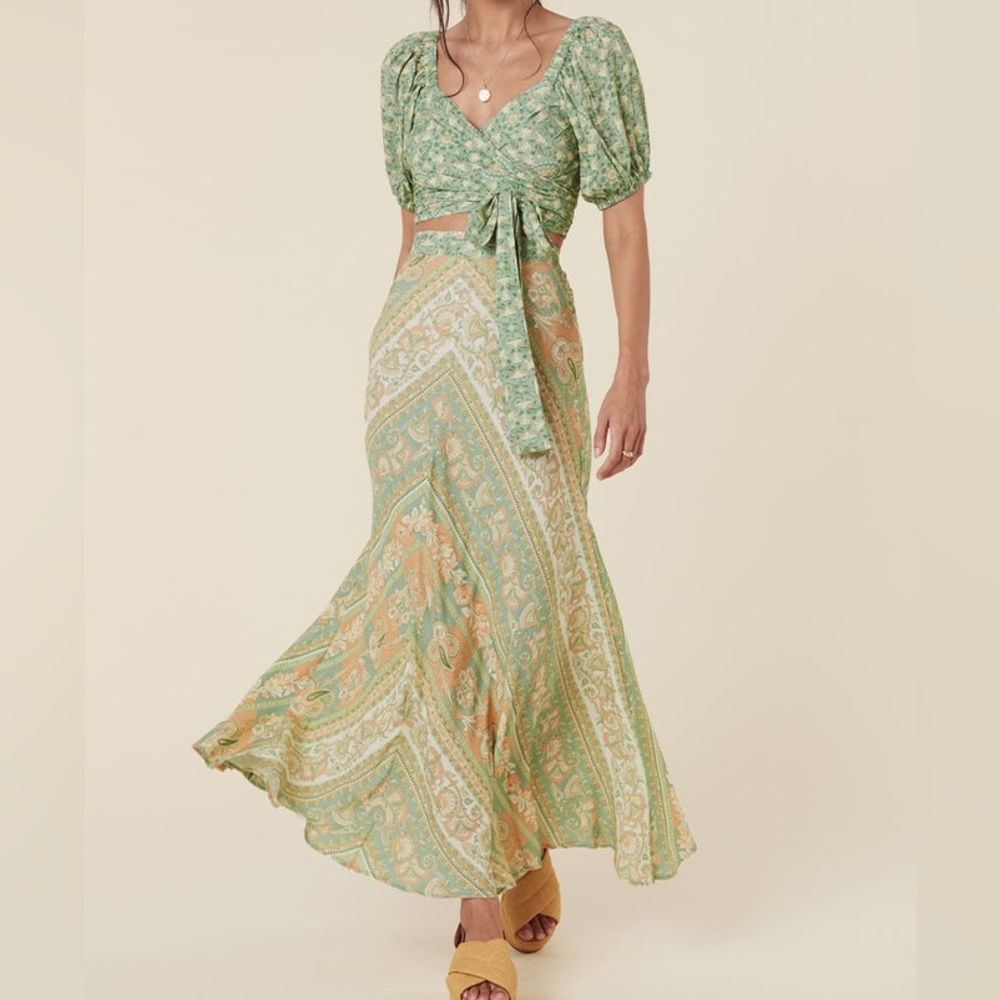 Spell Madame Peacock Maxi Skirt - M